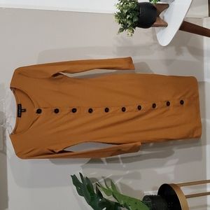 Derek Heart Long Buttoned Golden Brown Dress